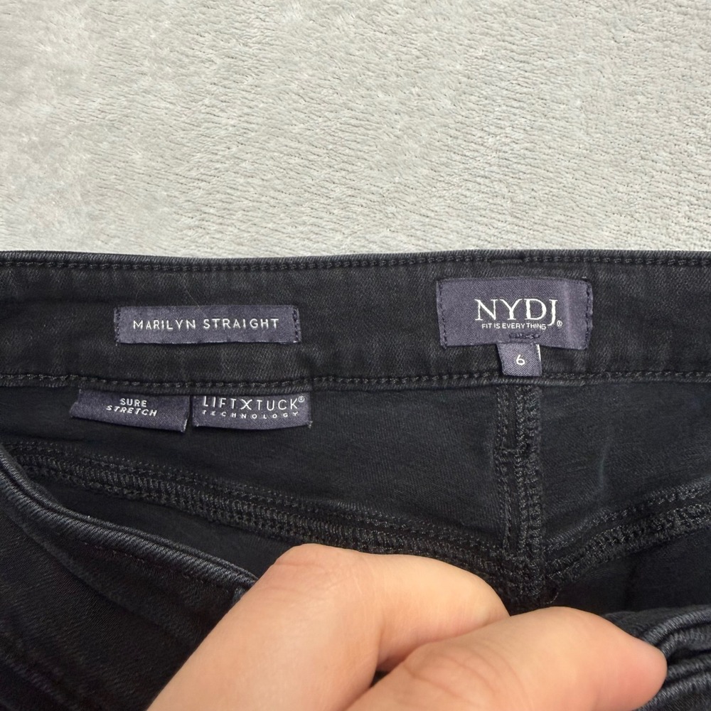 NYDJ Marilyn Straight Leg Jeans Black Lift Tuck Sure Stretch Denim Size 6 - Picture 2 of 12